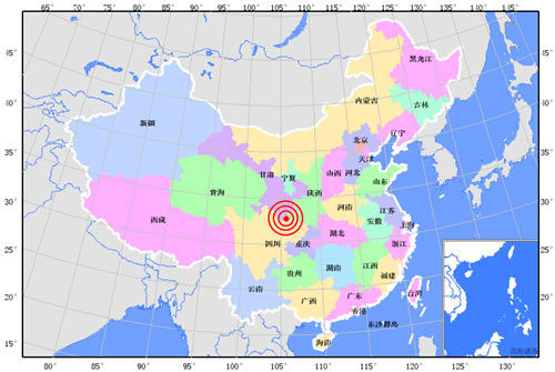 甘肅武都與陜西寧強(qiáng)交界5.5級(jí)地震 圖片來源：中國地震信息網(wǎng)