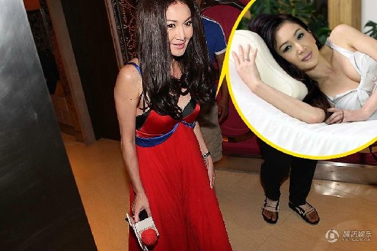 溫碧霞低V長裙酥胸縮水 內衣帶外露走光