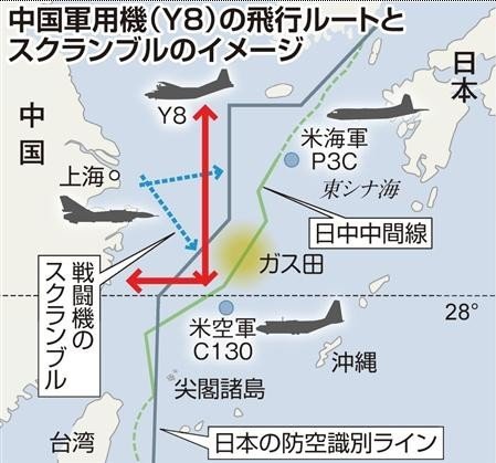 資料圖：中日戰(zhàn)機(jī)對峙示意圖。