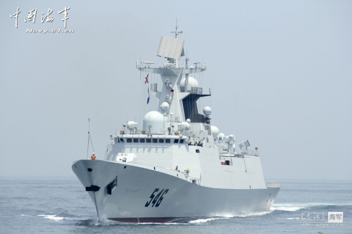 資料圖：海軍鹽城號新型導(dǎo)彈護(hù)衛(wèi)艦。