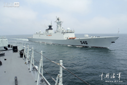 資料圖：北海艦隊鹽城號新型導彈護衛(wèi)艦。