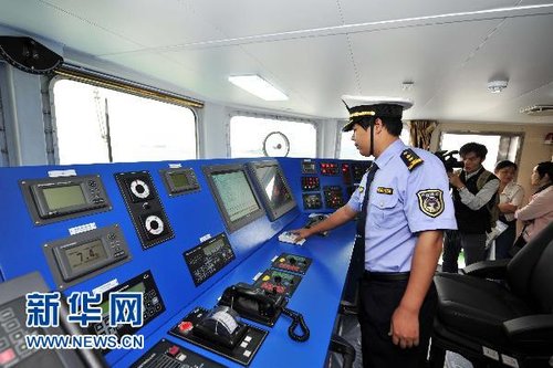 資料圖：中國海監(jiān)系統(tǒng)里設(shè)計(jì)速度最快的執(zhí)法公務(wù)船“中國海監(jiān)75”船。