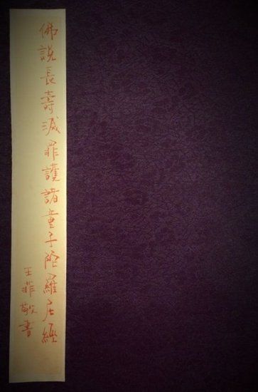  王菲書寫經(jīng)書封面。