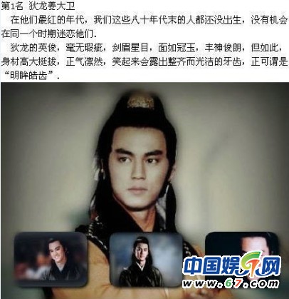 盤(pán)點(diǎn)經(jīng)典古裝美男35人排行榜 吳奇隆第9鄭少秋奪榜眼